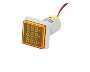 Yellow AC50-500V 0-100A 0-100Hz 22mm AD16- 22AVHz Square Cover LED Voltage Current Hertz Three Display Indicator - View 1