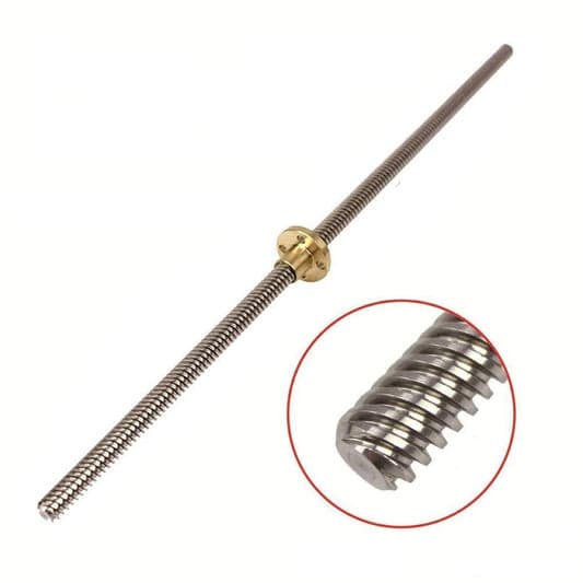 Trapezoidal Screw 400mm rod with Copper Nut - View 1