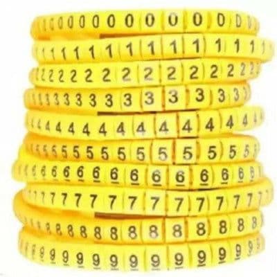 Self Locking Yellow Flexible Cable Marker Ferrules 0-9 For Cable Dia 0.5 to 4 sq mm - View 1