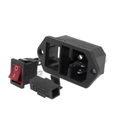 AC Power Inlet Socket with Indicator Switch/Fuse Holder - Screw Mount 250Vx10A - View 1