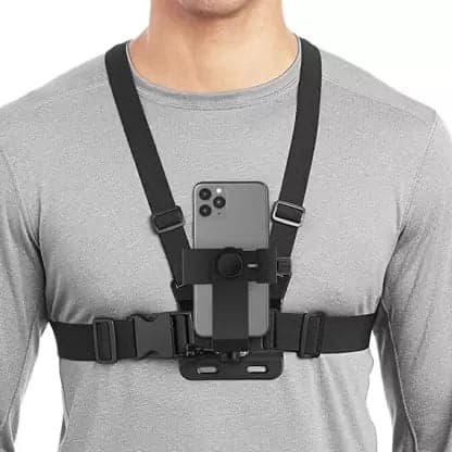 Adofys Mobile Phone Chest Strap Mount GoPro Chest Harness Holder for VLOG/POV Strap (Black) - View 1
