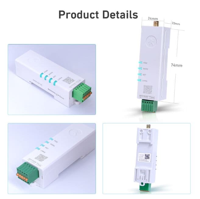 USR-DR152 RS232 UART TTL to Cellular 4G LTE CAT-1 Converter Module - Din Rail Mount - View 2