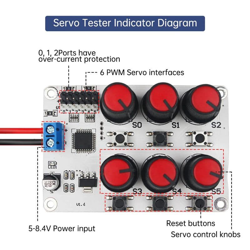 Hiwonder 6 Channel Digital Servo Tester with Over-Current Protection - View 2
