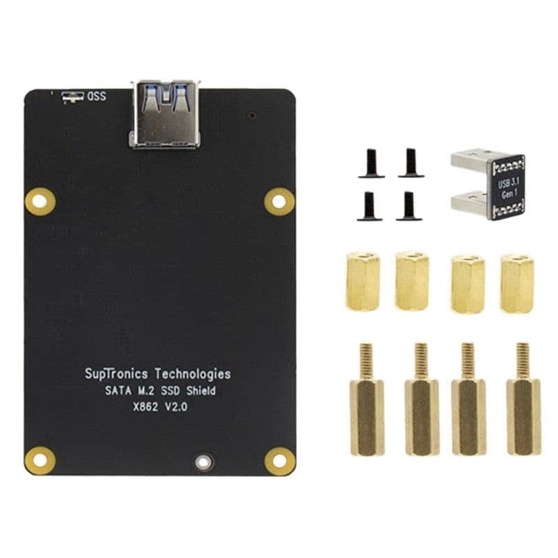 X862 V1.0 M.2 NGFF SATA SSD Storage Expansion Board for Raspberry Pi - View 1