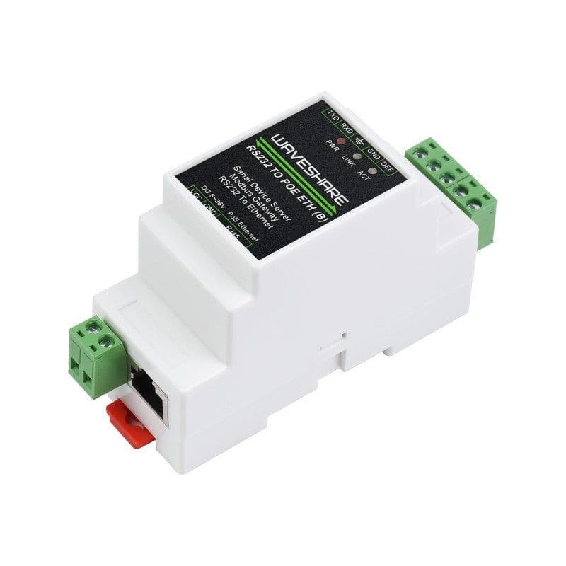 Industrial serial server, RS232 to RJ45 Ethernet, TCP/IP to serial, rail-mount support - View 2